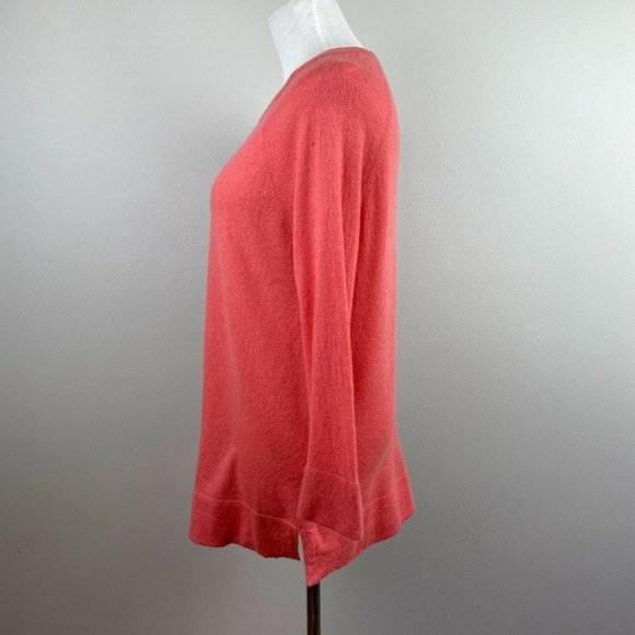 Lord & Taylor 100% Cashmere Sweater M‎ Coral Soft 3/4 Sleeve Lightweight - Picture 6 of 9